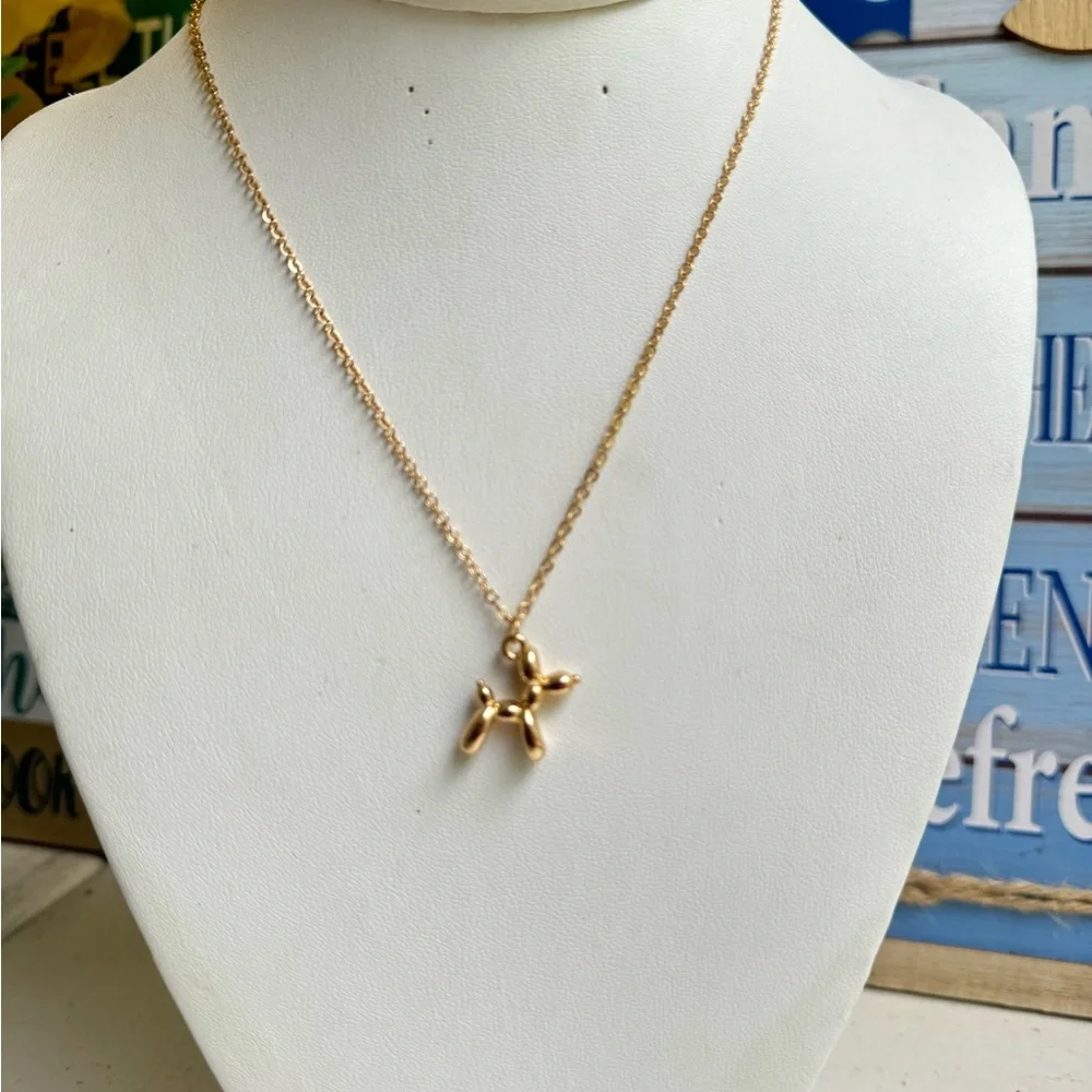 STAINLESS STEEL BALLON DOG NECKLACE